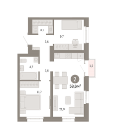 34,3 м², 1-комнатные апартаменты 10 023 638 ₽ - изображение 10