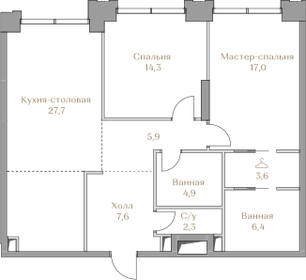 89,5 м², 2-комнатная квартира 118 299 000 ₽ - изображение 75