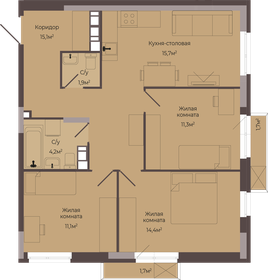 Квартира 74,8 м², 3-комнатная - изображение 1