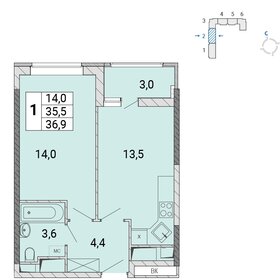 Квартира 37 м², 1-комнатная - изображение 1