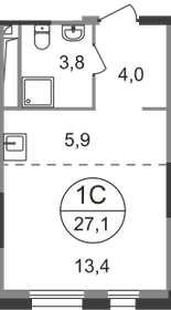 Квартира 27,1 м², студия - изображение 1