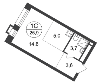 Квартира 26,9 м², студия - изображение 1