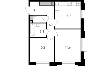 Квартира 50,3 м², 2-комнатная - изображение 1