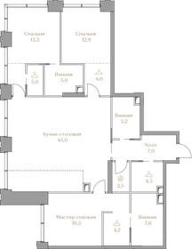 Квартира 132,6 м², 3-комнатная - изображение 1