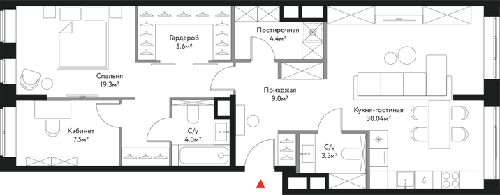 Квартира 83,3 м², 3-комнатная - изображение 1