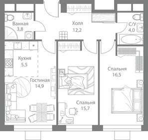 63,4 м², 3-комнатная квартира 25 500 000 ₽ - изображение 21