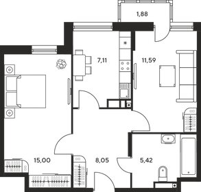 48 м², 2-комнатная квартира 7 410 000 ₽ - изображение 1