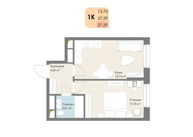 38,1 м², 1-комнатная квартира 8 500 110 ₽ - изображение 41