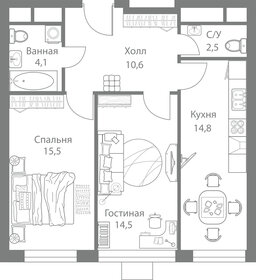 Квартира 62 м², 2-комнатная - изображение 1