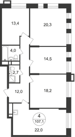 Квартира 107,1 м², 4-комнатная - изображение 1