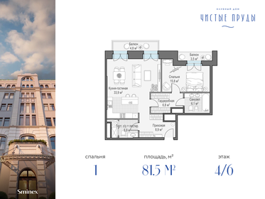 Квартира 81,5 м², 1-комнатная - изображение 1