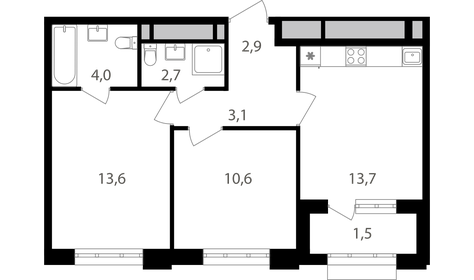 58,6 м², 2-комнатная квартира 19 361 440 ₽ - изображение 69