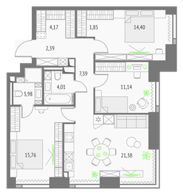 85,6 м², 4-комнатная квартира 38 000 000 ₽ - изображение 1