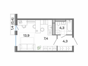 Квартира 30,3 м², студия - изображение 1