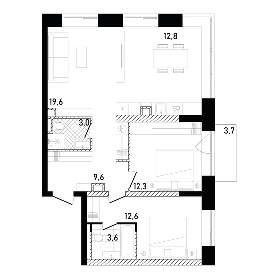 74,6 м², 2-комнатная квартира 56 427 440 ₽ - изображение 18