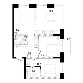 Квартира 74,6 м², 2-комнатная - изображение 1