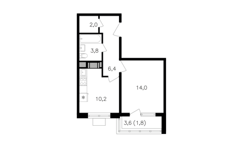 Квартира 38,2 м², 1-комнатная - изображение 1