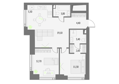 61,2 м², 2-комнатные апартаменты 26 000 000 ₽ - изображение 156