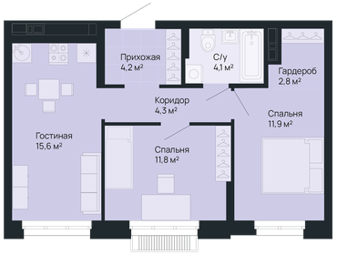 53,5 м², 2-комнатная квартира 13 482 000 ₽ - изображение 15