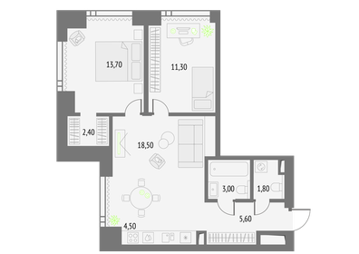 61,2 м², 2-комнатные апартаменты 26 000 000 ₽ - изображение 164