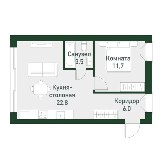 43,2 м², 1-комнатная квартира 5 443 200 ₽ - изображение 1