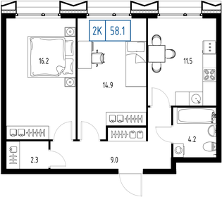 58,8 м², 2-комнатная квартира 21 595 292 ₽ - изображение 85