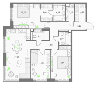 116,8 м², 4-комнатная квартира 36 000 000 ₽ - изображение 125