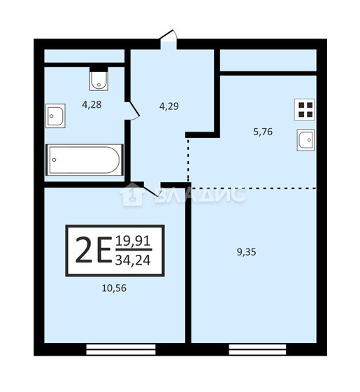 34 м², 2-комнатная квартира 8 900 000 ₽ - изображение 1