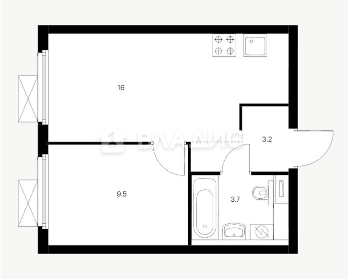 32,5 м², 1-комнатная квартира 10 999 000 ₽ - изображение 18