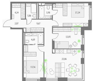 Квартира 93,5 м², 3-комнатная - изображение 1