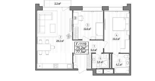 86,2 м², 2-комнатные апартаменты 22 206 576 ₽ - изображение 77