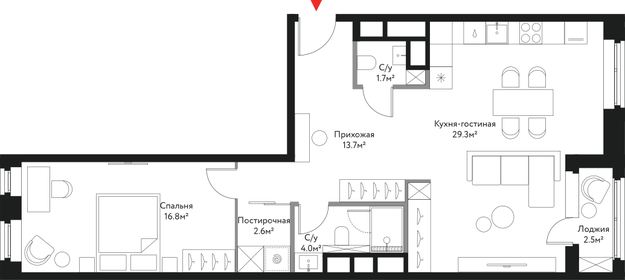 Квартира 70,5 м², 3-комнатная - изображение 1