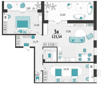 Квартира 117,2 м², 3-комнатная - изображение 1