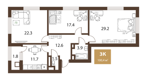 101 м², 3-комнатная квартира 26 900 876 ₽ - изображение 55