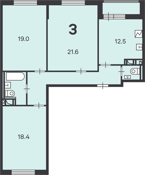 88,1 м², 3-комнатная квартира 26 000 000 ₽ - изображение 1