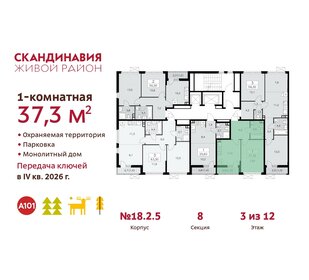 Квартира 37,3 м², 1-комнатная - изображение 2