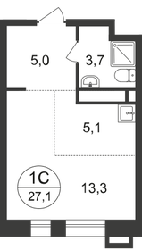 Квартира 27,1 м², студия - изображение 1