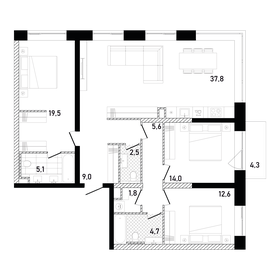 104,9 м², 3-комнатная квартира 74 713 536 ₽ - изображение 71