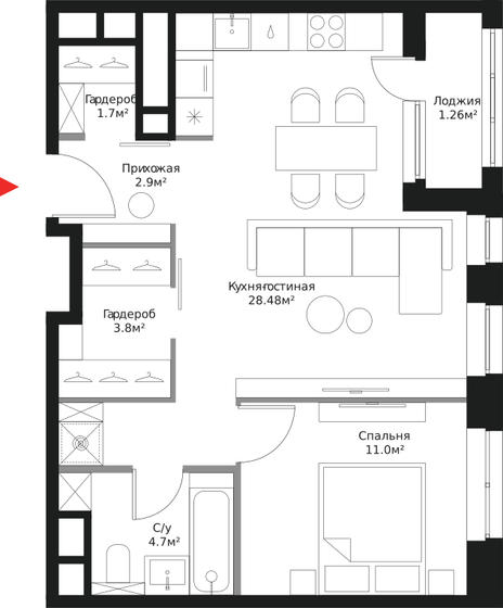 53,8 м², 2-комнатная квартира 21 278 106 ₽ - изображение 1