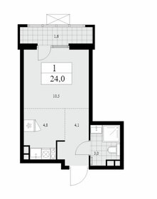 Квартира 24,3 м², студия - изображение 1