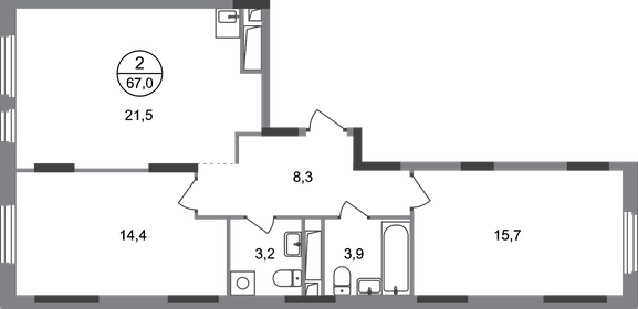 Квартира 67 м², 2-комнатная - изображение 1