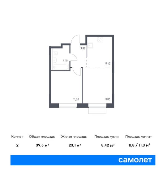 39,5 м², 1-комнатная квартира 15 607 092 ₽ - изображение 21