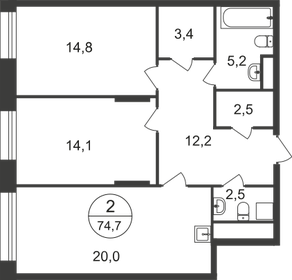 75 м², 2-комнатная квартира 17 750 000 ₽ - изображение 131