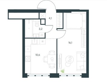 Квартира 34 м², 1-комнатная - изображение 1