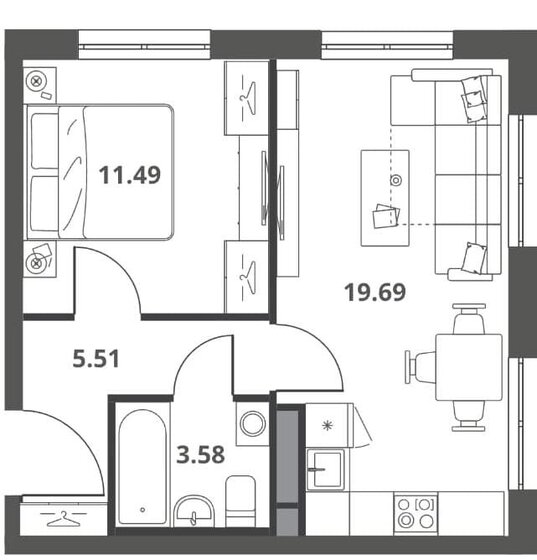 40,3 м², 2-комнатная квартира 16 500 000 ₽ - изображение 1