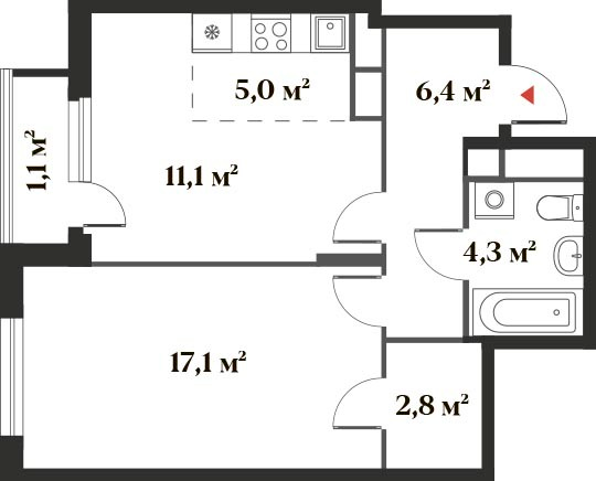47,8 м², 2-комнатная квартира 12 369 218 ₽ - изображение 1