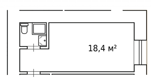 Квартира 18,4 м², студия - изображение 1