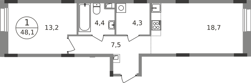 45,5 м², 1-комнатная квартира 12 972 588 ₽ - изображение 83
