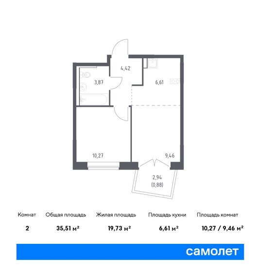 35,5 м², 1-комнатная квартира 7 067 536 ₽ - изображение 15