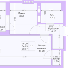 Квартира 36,1 м², 1-комнатная - изображение 2